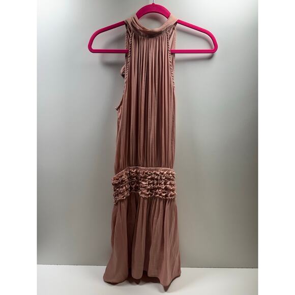 Do + Be Women’s Halter Dress Sz M Tye Neck Romantic Coquette Blush Pink Y2k - Picture 6 of 9